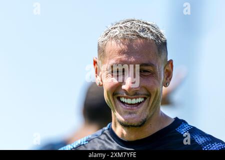 Napoli's Italian defender Pasquale Mazzocchi during SSC Napoli's 2024-25 preseason training camp in Castel Di Sangro, Abruzzo, Italy. Stock Photo