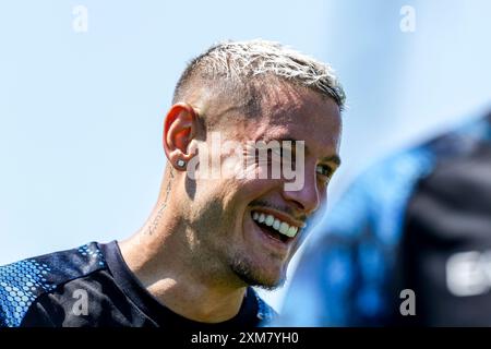 Napoli's Italian defender Pasquale Mazzocchi during SSC Napoli's 2024-25 preseason training camp in Castel Di Sangro, Abruzzo, Italy. Stock Photo