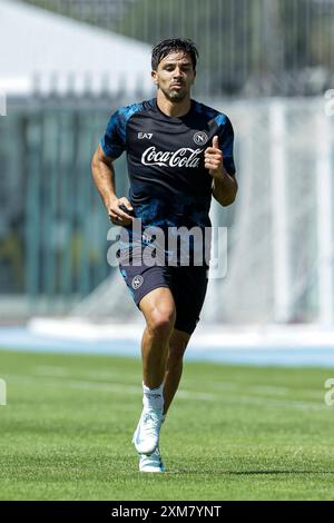 Napoli's Argentinian forward Giovanni Simeone during SSC Napoli's 2024-25 preseason training camp in Castel Di Sangro, Abruzzo, Italy. Stock Photo