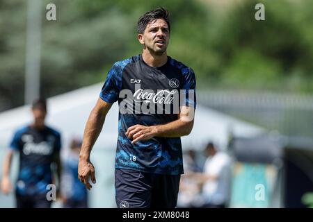 Napoli's Argentinian forward Giovanni Simeone during SSC Napoli's 2024-25 preseason training camp in Castel Di Sangro, Abruzzo, Italy. Stock Photo