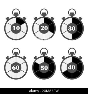 Stopwatch Timer Icons. Time Management Symbols. Countdown Vector Illustration. Stock Vector