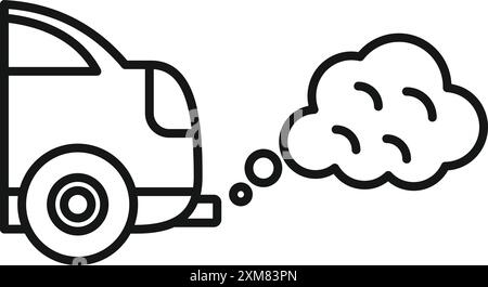 Line drawing of a car emitting exhaust fumes symbolizing pollution Stock Vector