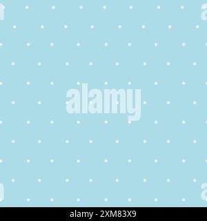 Seamless polka dot pattern with a blue and white color scheme. The design features evenly spaced white dots on a blue background. This pattern for tex Stock Vector