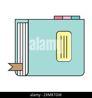 Book paper open or textbook pages with text vector icon flat cartoon illustration isolated on color background clipart, single book Stock Vector