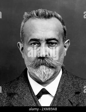 Alphonse Bertillon. Portrait of the French police officer and biometrics expert, Alphonse Bertillon (1853-1914), self portrait. Bertillon applied the anthropological technique of anthropometry to law enforcement creating an identification system based on physical measurements. He was also the inventor of the mug shot. Stock Photo