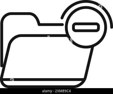 Computer folder receiving delete sign, indicating data removal or file deletion Stock Vector