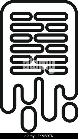 Black outline icon representing data loss with information leaking from a grid Stock Vector