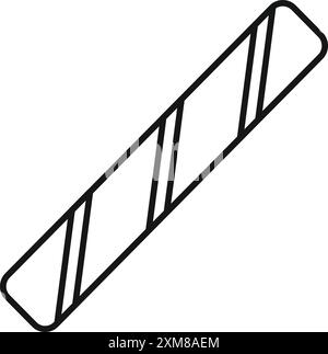 Rectangular candy bar wrapped in foil with diagonal lines icon, line art style Stock Vector