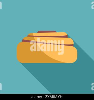 Delicious cinnamon roll with icing drizzled on top, showing off the texture of the dough Stock Vector