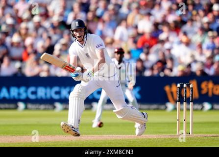 England's Zak Crawley batting during day one of the Third Rothesay Test match at Edgbaston, Birmingham. Picture date: Friday July 26, 2024. Stock Photo