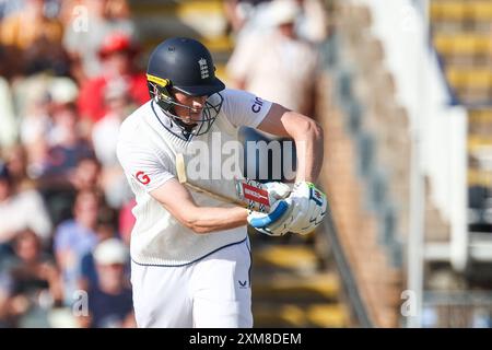 Birmingham, UK. 26th July, 2024. Zak Crawley of England in action with the bat during the International Test Match Series match between England and West Indies at Edgbaston Cricket Ground, Birmingham, England on 26 July 2024. Photo by Stuart Leggett. Editorial use only, license required for commercial use. No use in betting, games or a single club/league/player publications. Credit: UK Sports Pics Ltd/Alamy Live News Stock Photo