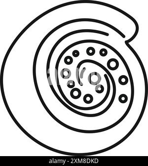 This simple black and white icon represents a cinnamon roll, perfect for a bakery menu Stock Vector