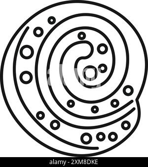 Simple line art illustration of a cinnamon roll, perfect for a bakery menu or cafe advertisement Stock Vector