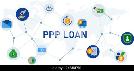 PPP loan Paycheck Protection Program concept icon blue color icon Stock Vector