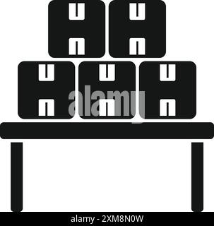 Six cardboard boxes standing on a table representing warehousing, storage and logistics Stock Vector