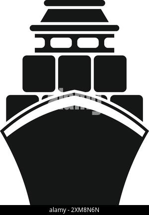 Simple icon depicting a cargo ship transporting goods in containers, emphasizing global trade and logistics Stock Vector