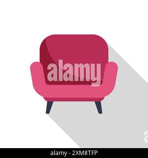 Comfortable pink sofa standing in living room with long shadow Stock Vector