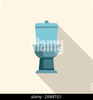 Minimalist icon of a toilet bowl casting a long shadow, perfect for bathroom, hygiene, or plumbing related designs Stock Vector