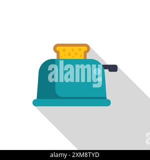 Simple illustration of a toaster toasting a piece of bread for breakfast, a common household appliance Stock Vector