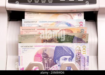 Georgian money -  lari in the counting machine Stock Photo