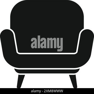 Black glyph icon representing a comfortable armchair, ideal for a furniture store Stock Vector