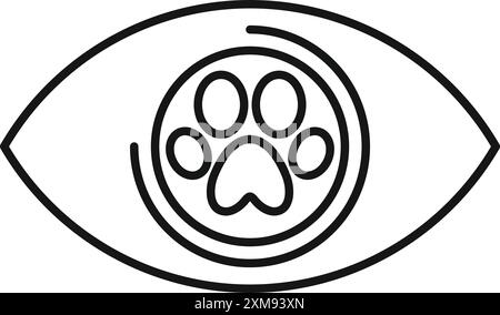Eye containing a dog paw print, suggesting a focus on pet care and well being Stock Vector