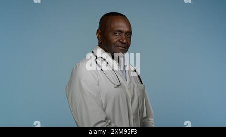 Successful confident African American man professional healthcare specialist male doctor physician therapist surgeon cardiologist pediatrician medical Stock Photo