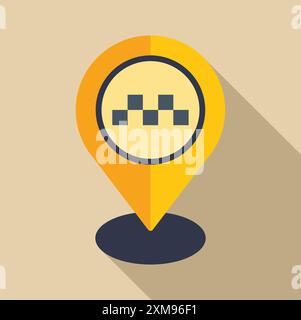 Yellow location pin indicating the position of a taxi service, ideal for mobile apps and websites Stock Vector