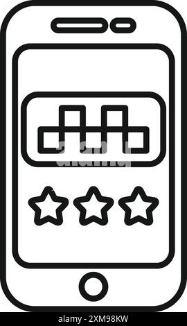 Mobile phone displaying a taxi app interface with a high customer rating Stock Vector