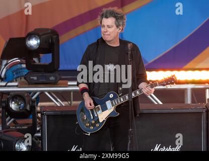 Jason White performs with rock group Green Day during ABC Good Morning America concert in Central Park in New York on July 26, 2024 Stock Photo