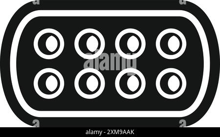 Black icon of a serial port connector enabling data transmission between computer peripherals Stock Vector