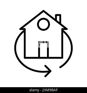 360 degree house icon linear logo mark set collection in black and white for web Stock Vector
