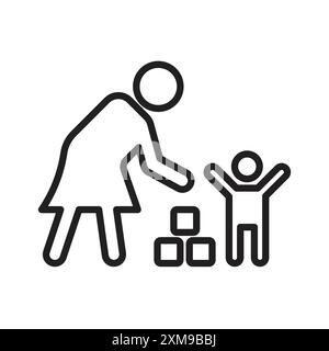 Babysitter icon linear logo mark set collection in black and white for web Stock Vector