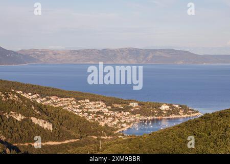 View on the town of Rabac, Croatia on the Adriatic coast of Istria as seen fro old town Labin Stock Photo