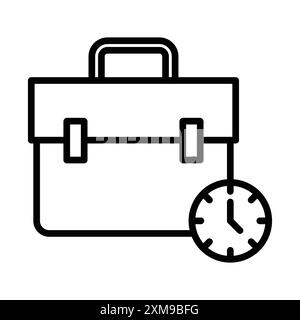 Briefcase with clock icon linear logo mark set collection in black and white for web Stock Vector