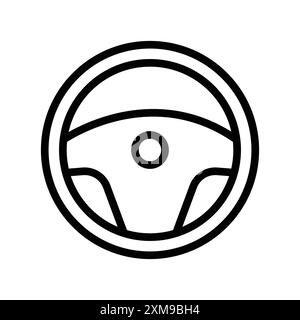 car Steering wheel icon linear logo mark set collection in black and white for web Stock Vector