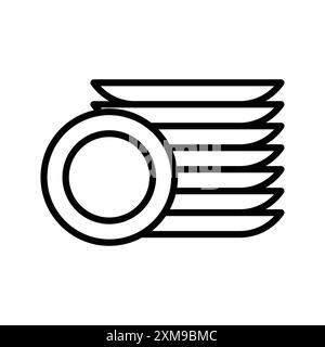 Clean stack plates icon linear logo mark set collection in black and white for web Stock Vector