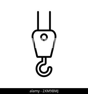 Crane hook icon linear logo mark set collection in black and white for web Stock Vector