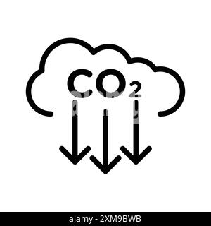 CO2 reduction icon linear logo mark set collection in black and white for web Stock Vector