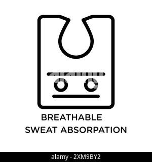 Breathable sweat absorption icon linear logo mark set collection in black and white for web Stock Vector