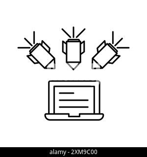 Ddos icon linear logo mark set collection in black and white for web Stock Vector