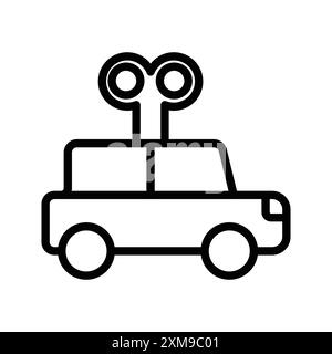 Clockwork car toy icon linear logo mark set collection in black and white for web Stock Vector