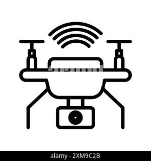 Drone Technology icon linear logo mark set collection in black and ...