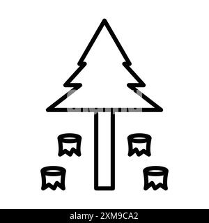 Destruction of forests icon linear logo mark set collection in black and white for web Stock Vector