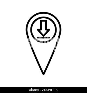 Download GPS map location icon linear logo mark set collection in black and white for web Stock Vector