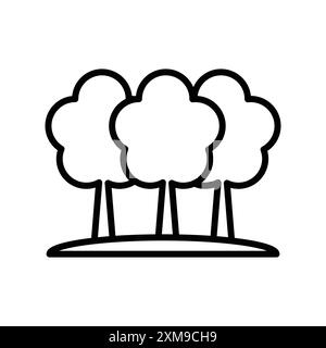 Forest and park trees icon linear logo mark set collection in black and white for web Stock Vector