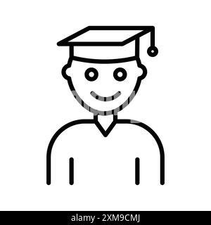 Graduated student icon linear logo mark set collection in black and ...