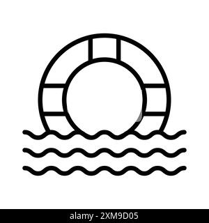 Lifebuoy ring icon linear logo mark set collection in black and white for web Stock Vector