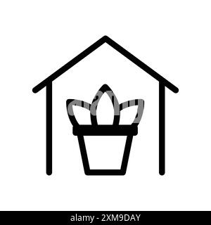 indoor plant inside house icon linear logo mark set collection in black and white for web Stock Vector