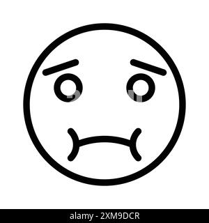 Nauseated emoji icon linear logo mark set collection in black and white for web Stock Vector
